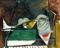 Femme couchée sous la lampe 1960 Cubisme